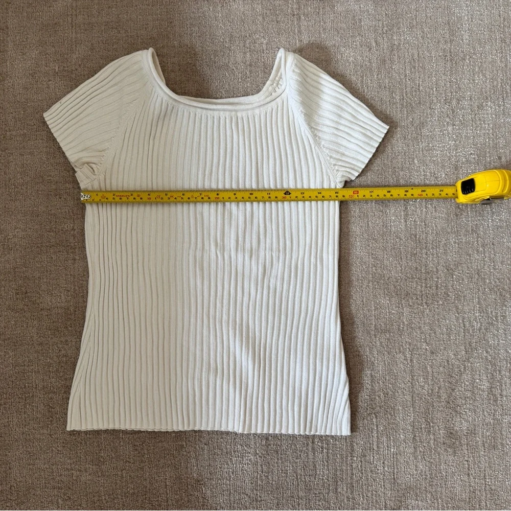 Ivory Ribbed Short Sleeve Top - Picture 2 of 4